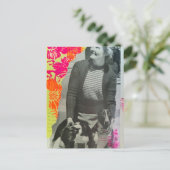 Dame Met Twee Honden Collage Briefkaart (Staand voorkant)