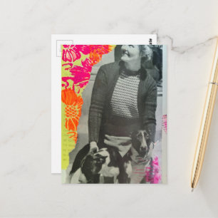 Dame Met Twee Honden Collage Briefkaart