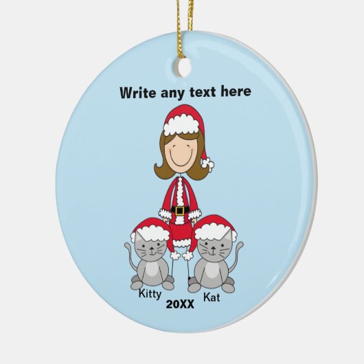 Dame met twee kerstkerstversiering keramisch ornament (Links)