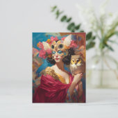Dame met Uil Fantasy Art Briefkaart (Staand voorkant)