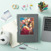 Dame met Uil Fantasy Art Sticker (iPad Cover)