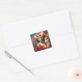 Dame met Uil Fantasy Art Vierkante Sticker (Envelop)