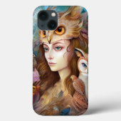 Dame met Uil Surreal Fantasy Kunst Case-Mate iPhone Case (Achterkant)