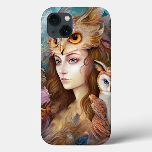 Dame met Uil Surreal Fantasy Kunst Case-Mate iPhone Case (Achterkant)