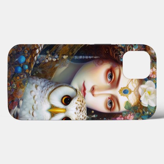 Dame met Uil Surreal Fantasy Kunst Case-Mate iPhone Case (Achterkant (horizontaal))