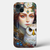 Dame met Uil Surreal Fantasy Kunst Case-Mate iPhone Case (Achterkant)