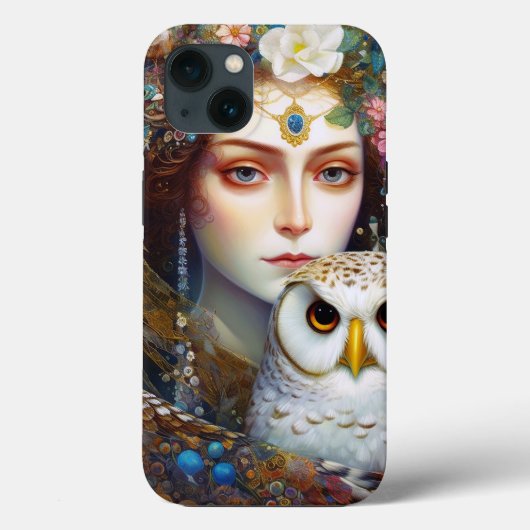 Dame met Uil Surreal Fantasy Kunst Case-Mate iPhone Case (Achterkant)