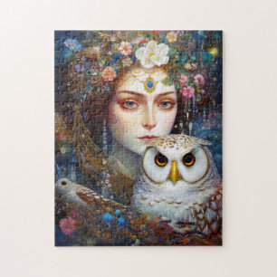 Dame met Uil Surreal Fantasy Kunst Legpuzzel