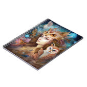 Dame met Uil Surreal Fantasy Kunst Notitieboek (Linkerzijde)