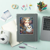 Dame met Uil Surreal Fantasy Kunst Sticker (iPad Cover)