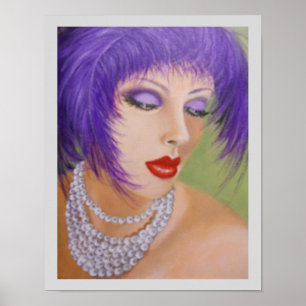 Dame met veren in haar haar haar poster