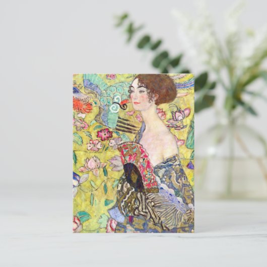 Dame met verf briefkaart (Staand voorkant)