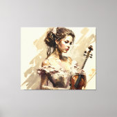 Dame met Viool Canvas Afdruk (Voorkant)