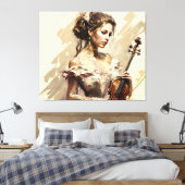 Dame met Viool Canvas Afdruk (Insitu (Slaapkamer))