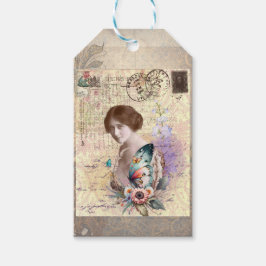 dame met vlinder cadeaulabel