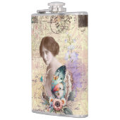  dame met vlinder en flora heupfles (Links)