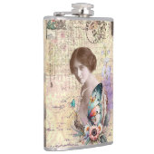  dame met vlinder en flora heupfles (Rechts)