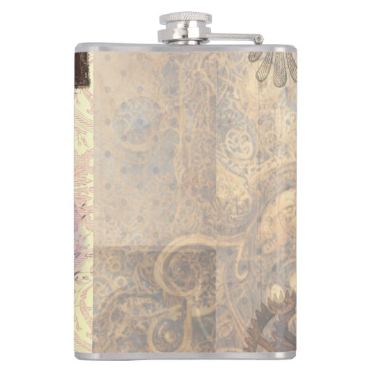 dame met vlinder en flora heupfles (Achterkant)