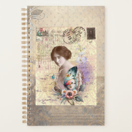 dame met vlinder en flora planner