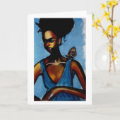 Dame met vlinder kaart (Gele Bloem)
