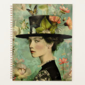 Dame met vlinders en bloemen illustratie planner (Voorkant)