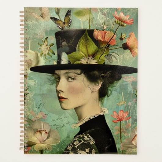 Dame met vlinders en bloemen illustratie planner (Voorkant)