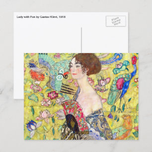 Dame met waaier van Gustav Klimt, Vintage Japonism Briefkaart