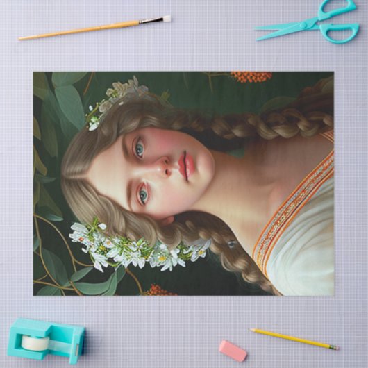  dame met witte bloemen ontkoppeling tissuepapier (Craft)