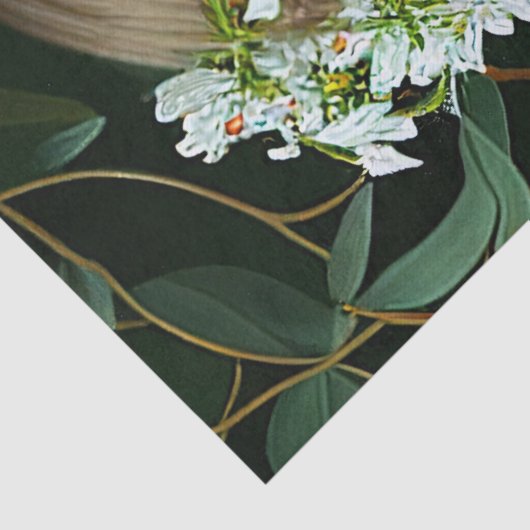  dame met witte bloemen ontkoppeling tissuepapier (Detail)
