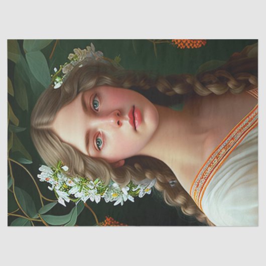  dame met witte bloemen ontkoppeling tissuepapier (Voorkant)