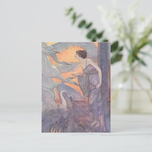  - Dame met zes zwanen, Briefkaart (Staand voorkant)