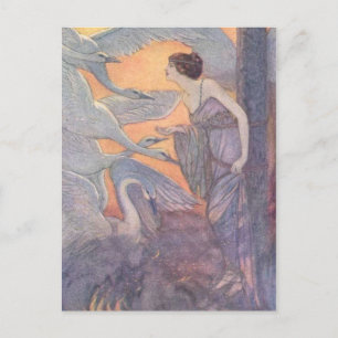  - Dame met zes zwanen, Briefkaart