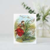 dame met zwanen briefkaart (Staand voorkant)