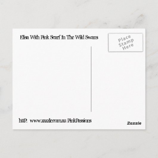 dame met zwanen briefkaart (Achterkant)