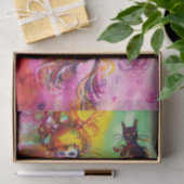 DAME MET ZWARTE KAT EN MASKER / Venetiaans Maskera Tissuepapier (Geschenk)