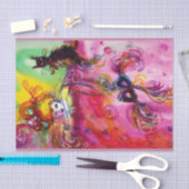 DAME MET ZWARTE KAT EN MASKER / Venetiaans Maskera Tissuepapier (Craft)