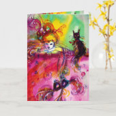 DAME MET ZWARTE KAT KAART (Gele Bloem)