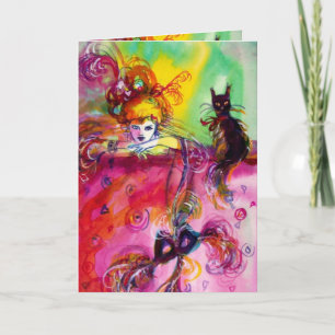 DAME MET ZWARTE KAT KAART