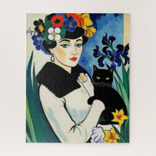 Dame met Zwarte Kat Legpuzzel