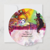 DAME MET ZWARTE KAT /Mardi Gras Maskerade Feest Kaart (Achterkant)