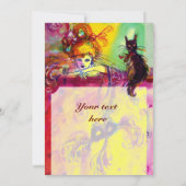 DAME MET ZWARTE KAT /Mardi Gras Maskerade Feest Kaart (Achterkant)