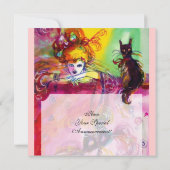 DAME MET ZWARTE KAT /Mardi Gras  Maskerade Feest Kaart (Achterkant)