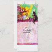 DAME MET ZWARTE KAT /Mardi Gras-maskeradefeest Kaart (Achterkant)