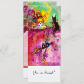 DAME MET ZWARTE KAT /Mardi Gras-maskeradefeest Kaart (Voorkant / Achterkant)