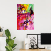 DAME MET ZWARTE KAT Venetiaans Maskerade Bal Poster (Thuiskantoor)