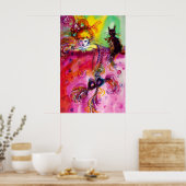 DAME MET ZWARTE KAT Venetiaans Maskerade Bal Poster (Keuken)