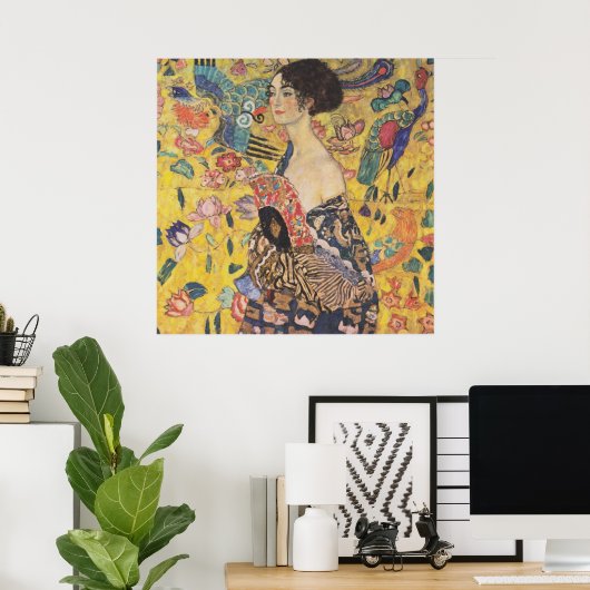 Dame mit Fächer Poster (Thuiskantoor)