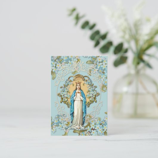 Dame of Knock Virgin Mary Prayer Floral Informatiekaartje (Staand voorkant)