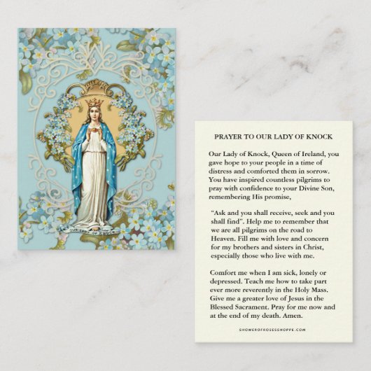 Dame of Knock Virgin Mary Prayer Floral Informatiekaartje (Voorkant / Achterkant)