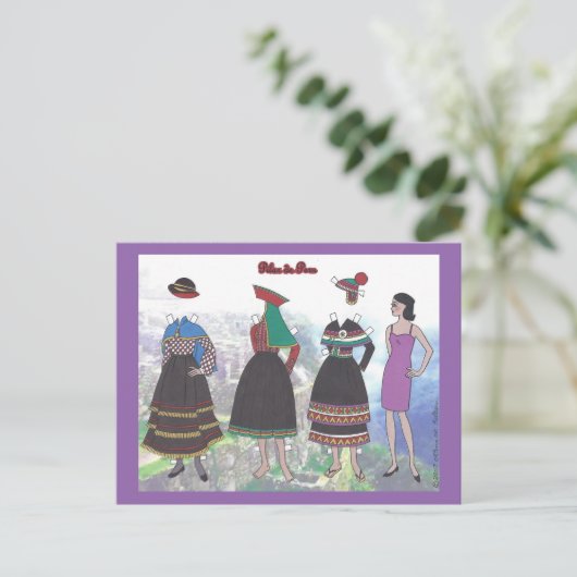 Dame of Peru Paper Doll Briefkaart (Staand voorkant)